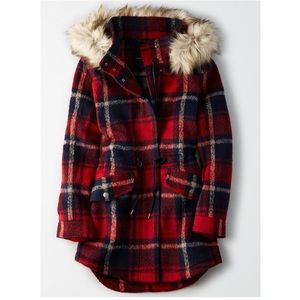 ✨American Eagle Womens Plaid Wool Parka Jacket✨